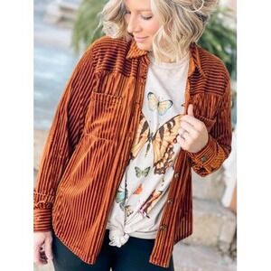 Velvet Collared Top-Rust